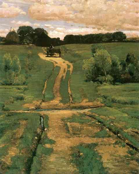 Open land by Hassam Impressionism American A4 Photo Print