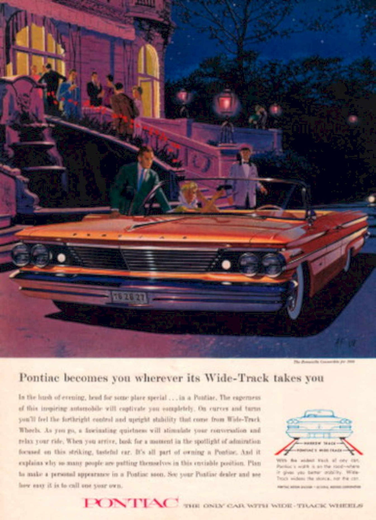 Orange Convertible Pontiac 1960s Vintage Retro Advert