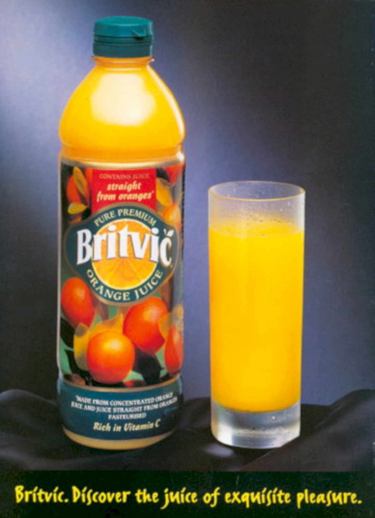 Orange Juice Bottle 1990s Vintage Retro Advert