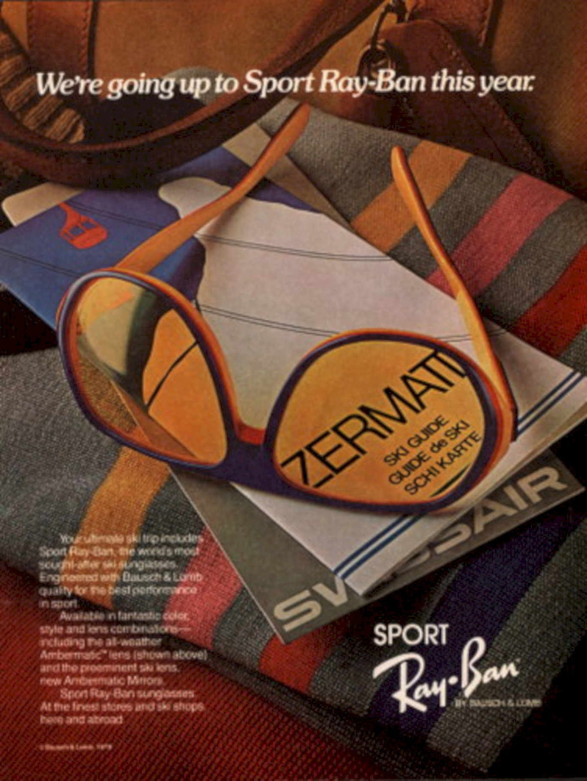 Orange Rayban Ski 1970s Vintage Retro Advert