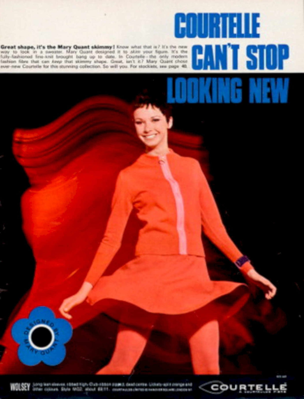 Orange Suit Courcelle 1960s Vintage Retro Advert