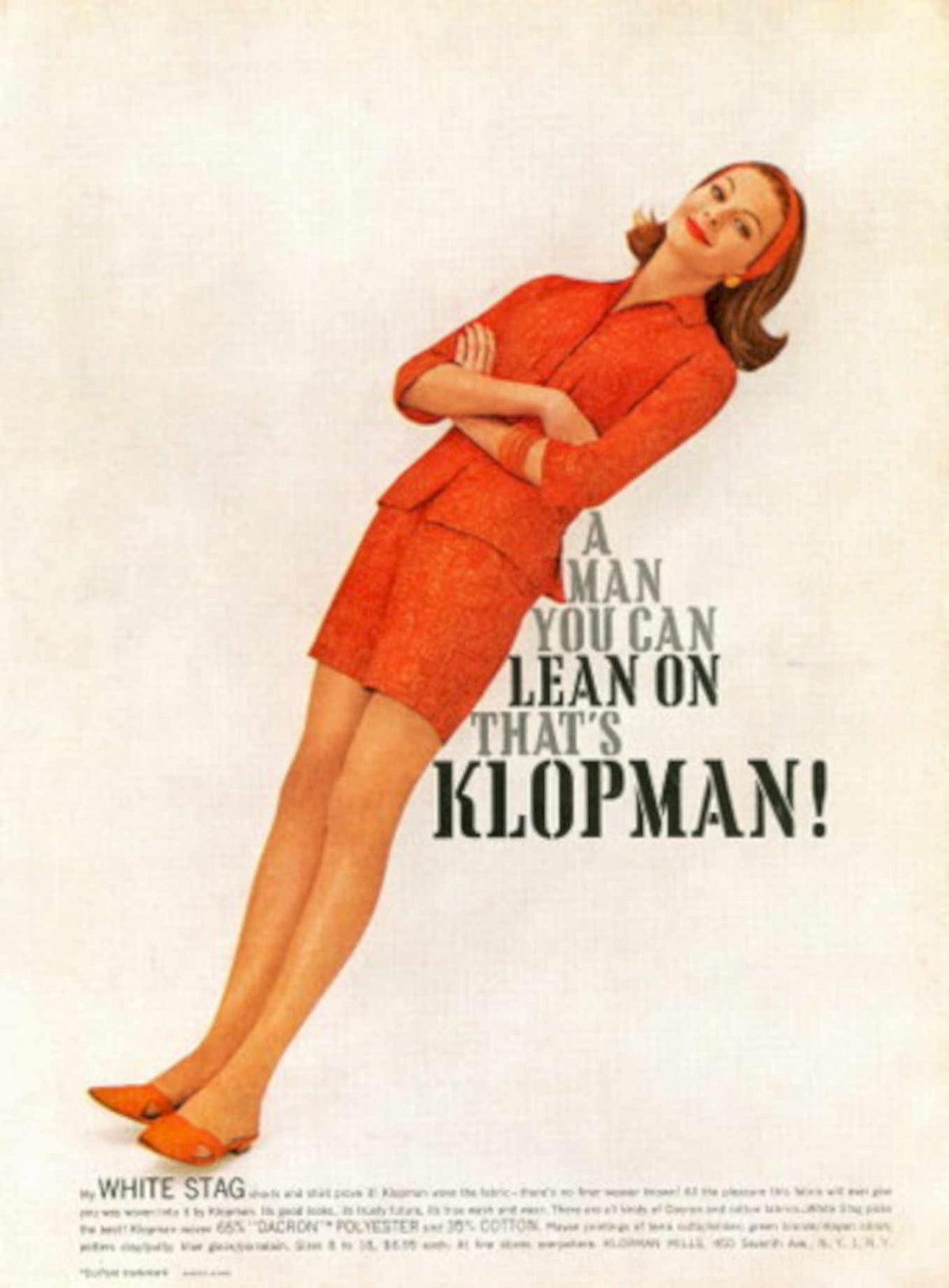 Orange Suit Klopman 1960s Vintage Retro Advert