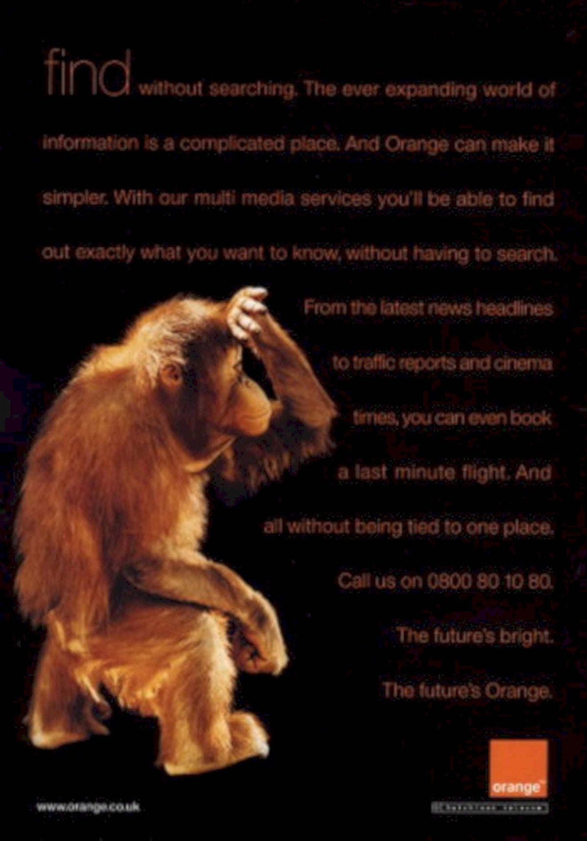 Orangutan Phone Find 1990s Vintage Retro Advert