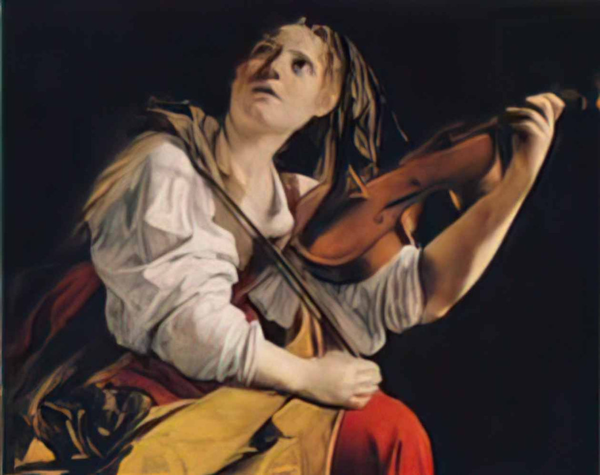Orazio Gentileschi young woman playing a violin 1624 Art A4 Photo Print