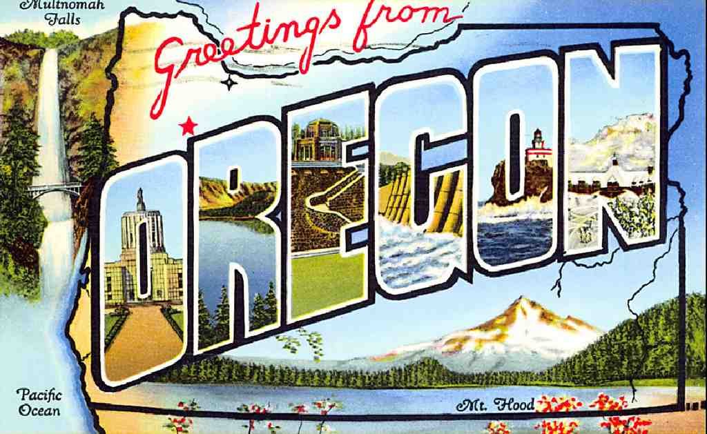Oregon Luggage Label Vintage A4 Photo Print