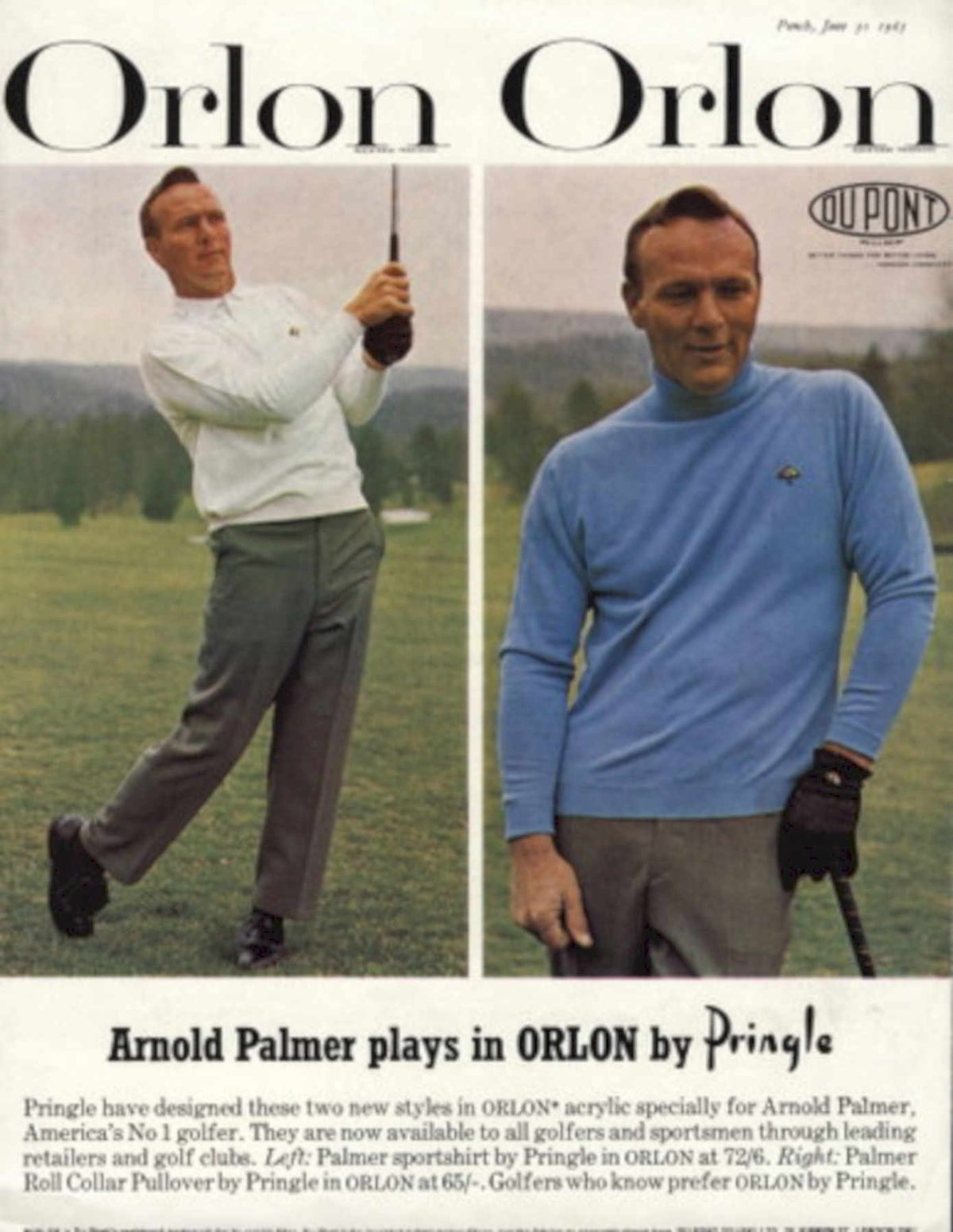 Orlon Palmer Golf 1960s Vintage Retro Advert