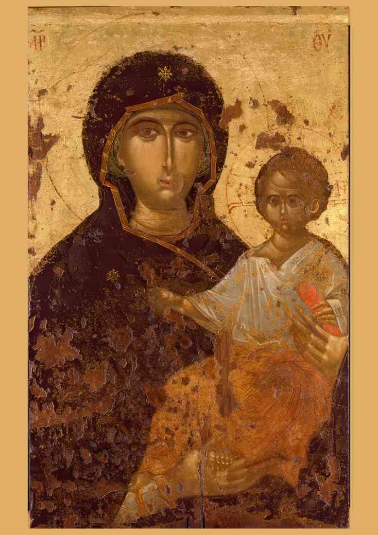 Orthodox Icons saint mary with christ icon from annunciation church A4 Photo Print