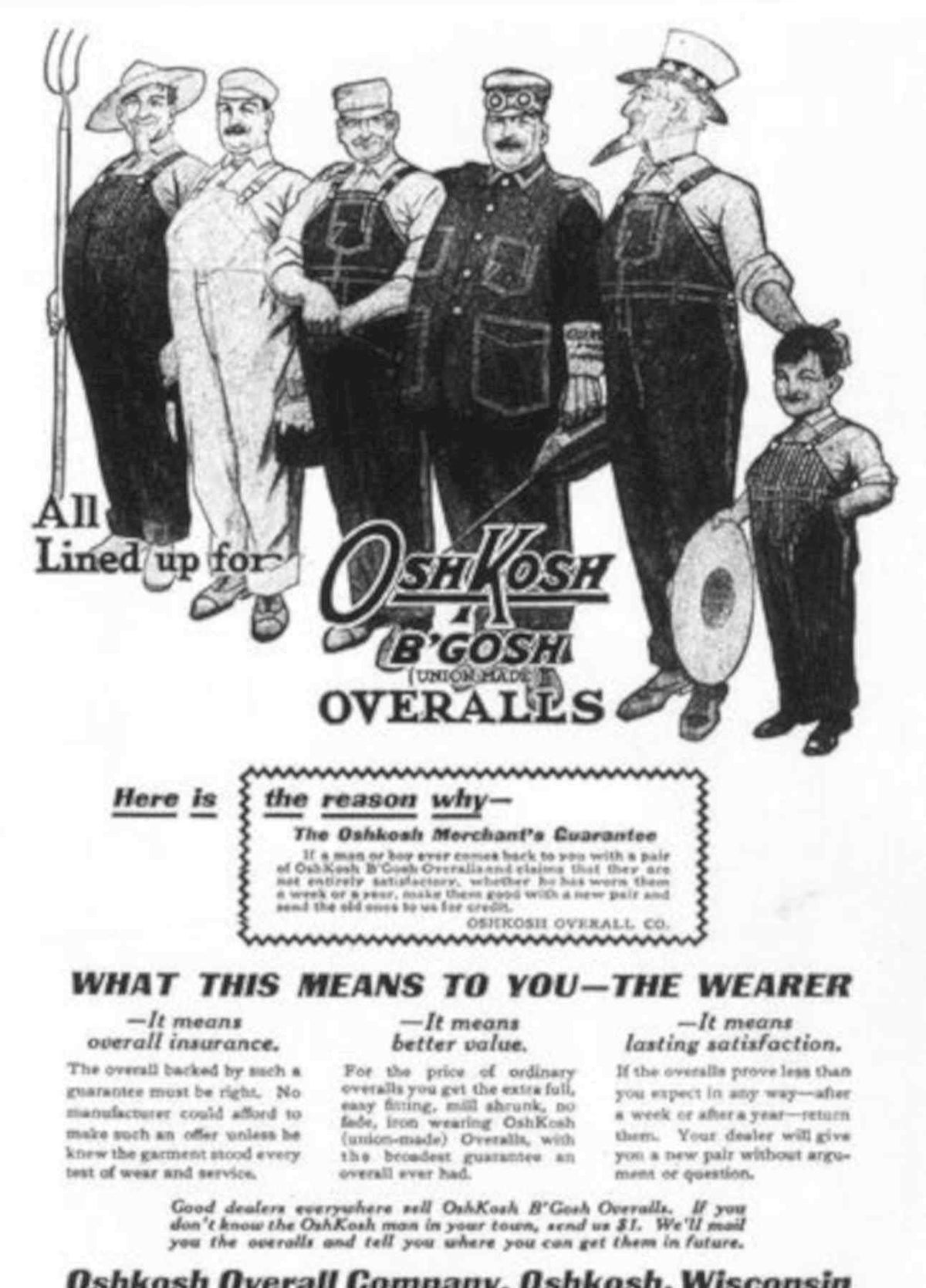 Oshkosh Overalls Men Vintage Retro Advert Poster A4 Photo Print