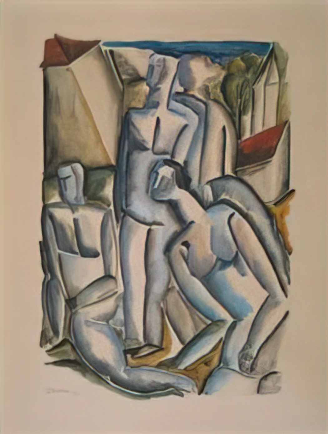 Ossip Zadkine four people in a village Art A4 Photo Print