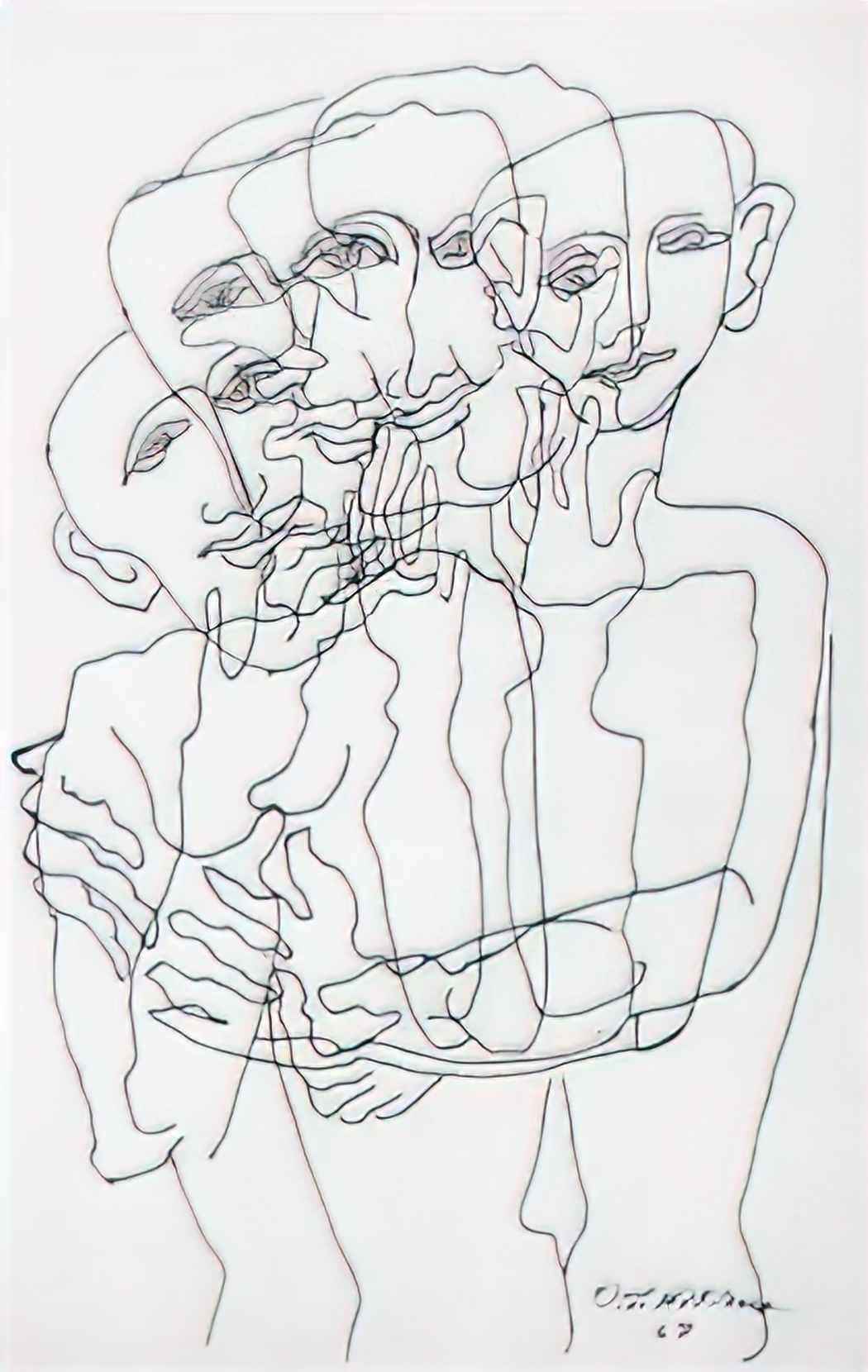 Ossip Zadkine group to the four faces Art A4 Photo Print