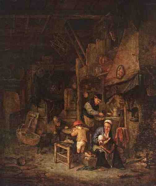 Ostade Adriaen Jansz Van Interior With A Peasant Family A4 Photo Print