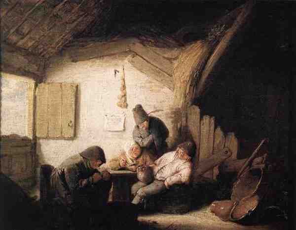 Ostade Adriaen Jansz Van Village Tavern With Four Figures A4 Photo Print