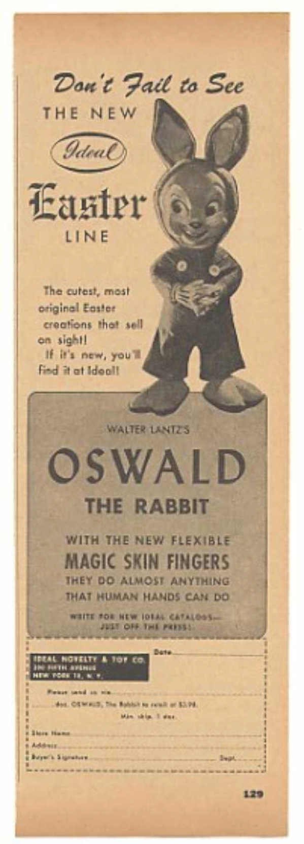 Oswald Rabbit Flyer Vintage Retro Advert Ads A4 Photo Print