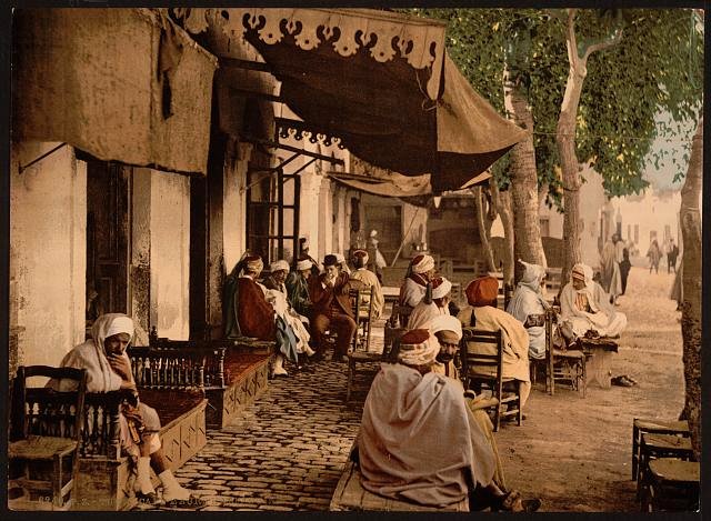 Outside a Moorish cafe Tunis Vintage A4 Photo Print