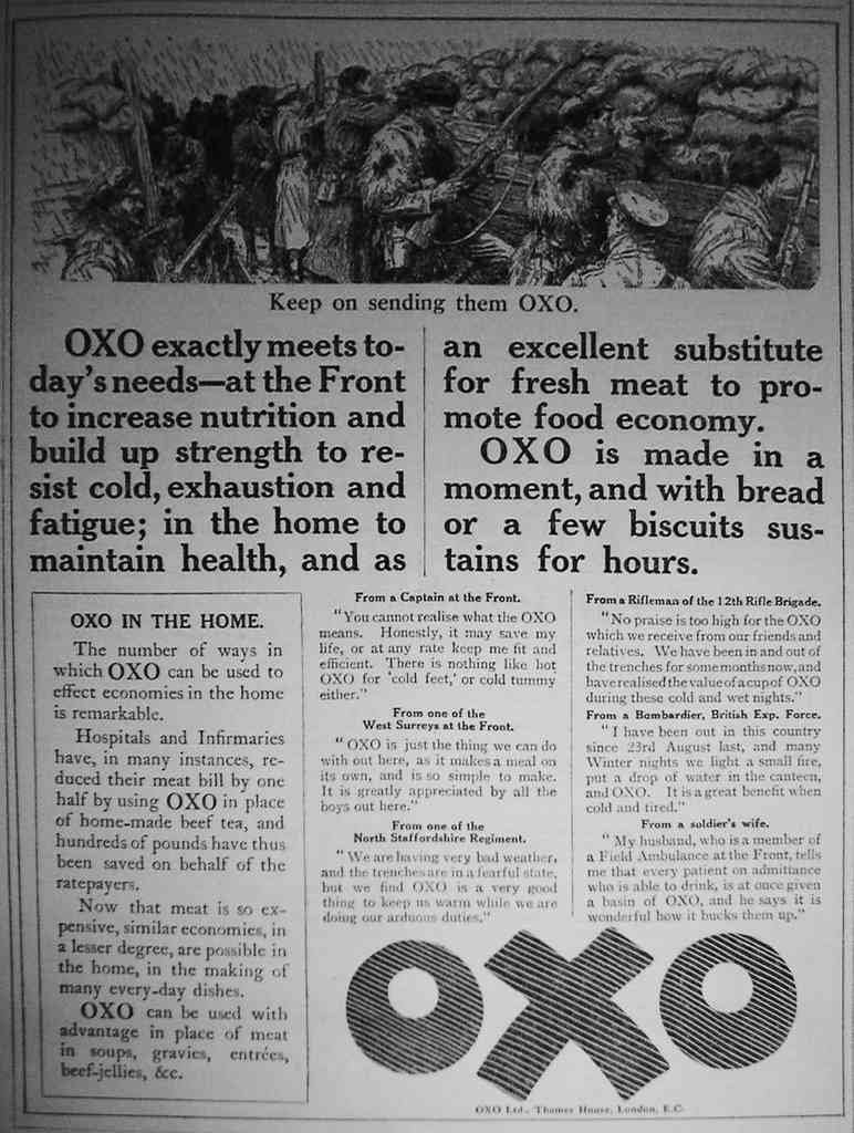 Oxo 2Nd February 1916 Ww1 Vintage Advert A4 Photo Print