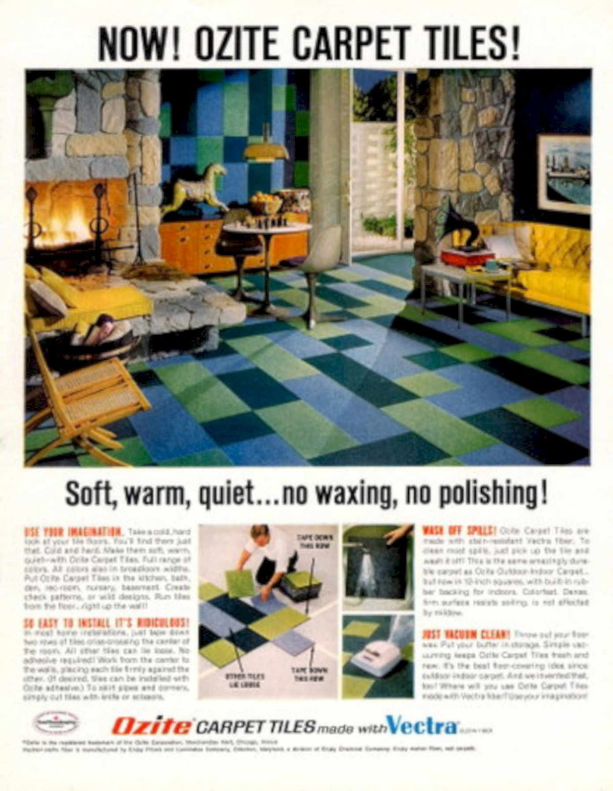 Ozite Carpet Tiles 2 1960s Vintage Retro Advert