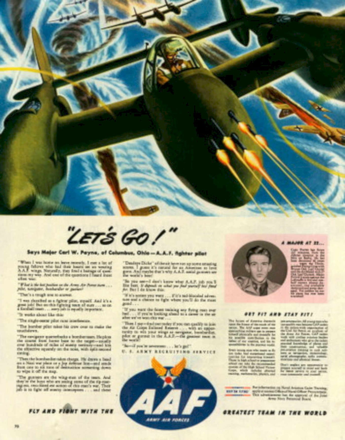 P38 Lightning Aaf World War 2 ii 1 Vintage Retro Advert