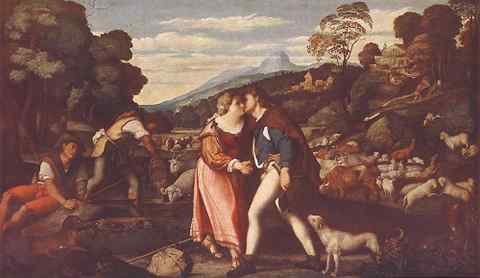 PALMA VECCHIO Jacob And Rachel A4 Photo Print