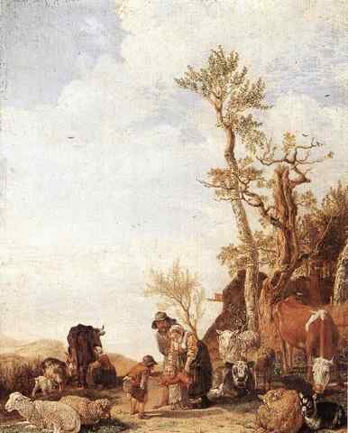 POTTER Paulus Peasant Family With Animals A4 Photo Print