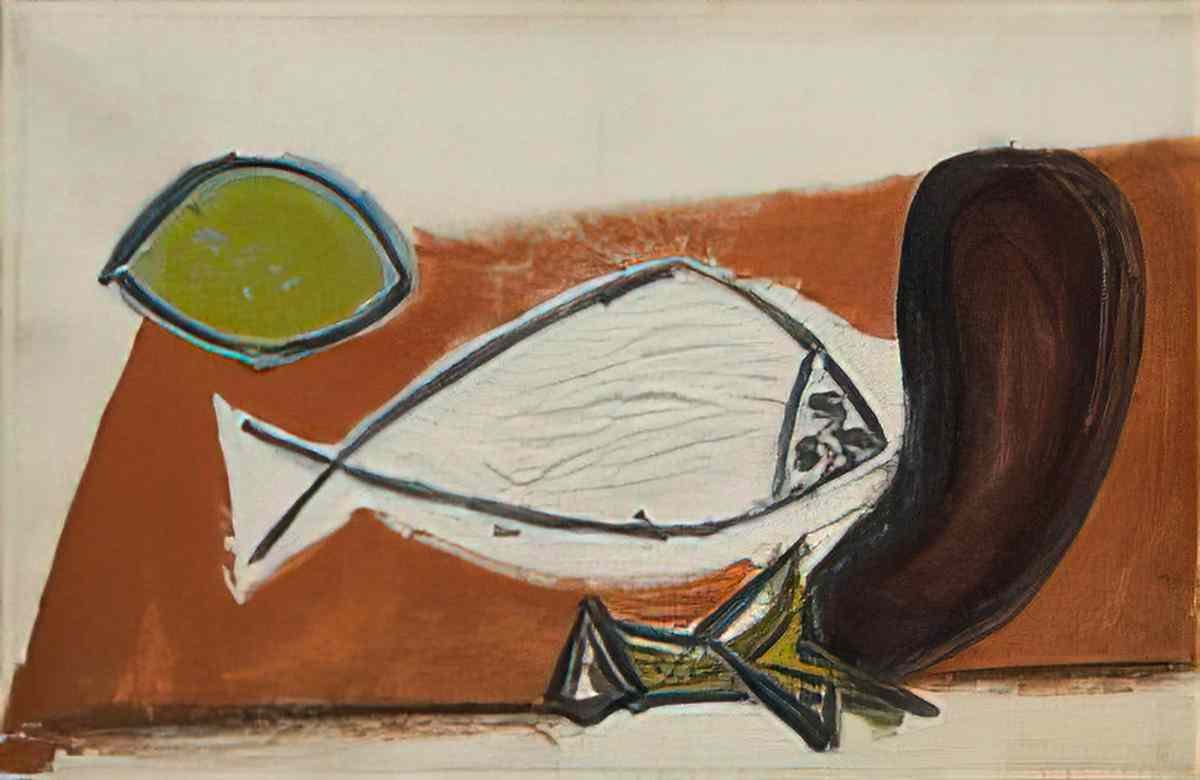Pablo Picasso citron, poisson, aubergine Art A4 Photo Print