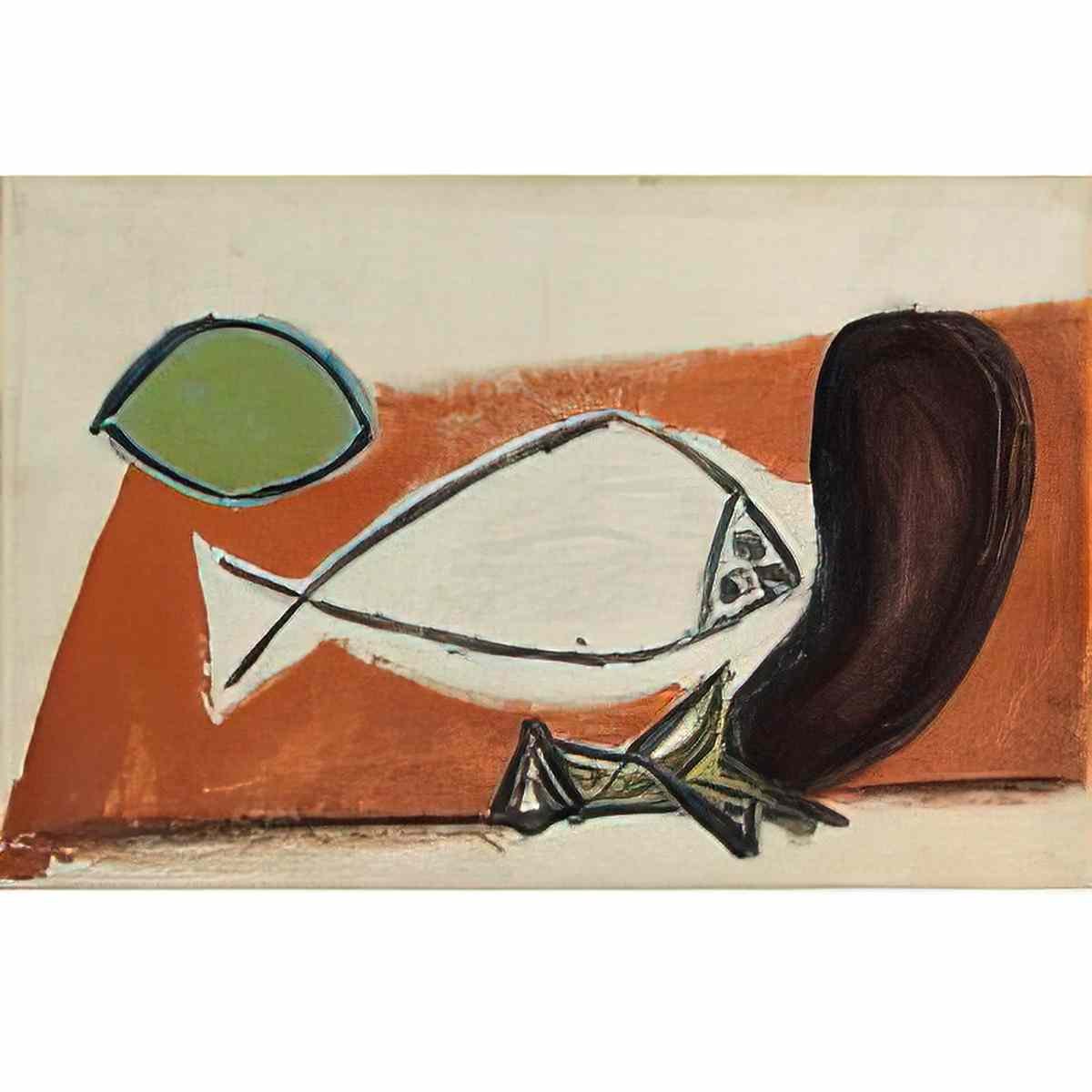 Pablo Picasso citron, poisson, aubergine (1) Art A4 Photo Print