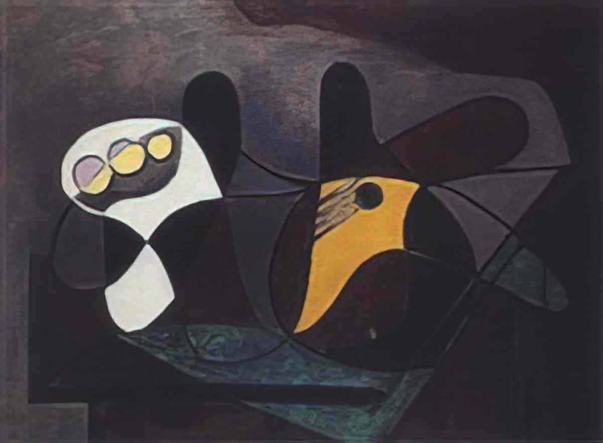 Pablo Picasso compotier et guitare, fond gris Art A4 Photo Print