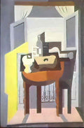 Pablo Picasso compotier, partition, bouteille et guitare devant une fe Art A4 Photo Print