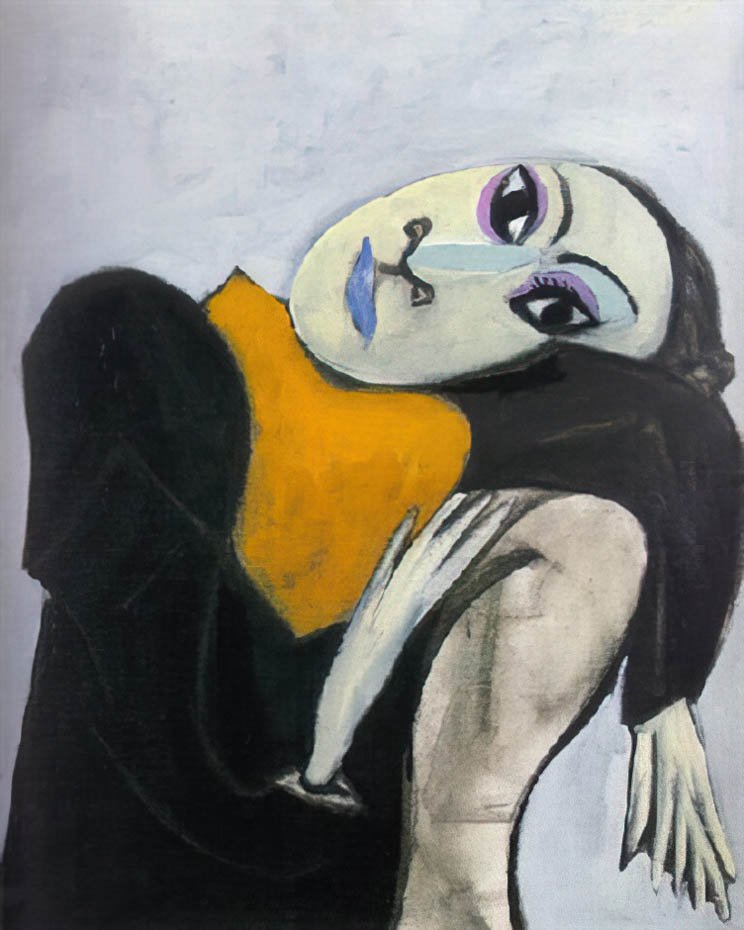 Pablo Picasso dora maar tete penchee au foulard jaune A4 Photo Print