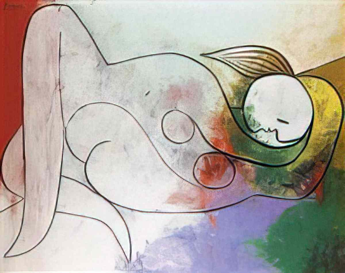 Pablo Picasso femme couchee a la meche blonde Art A4 Photo Print