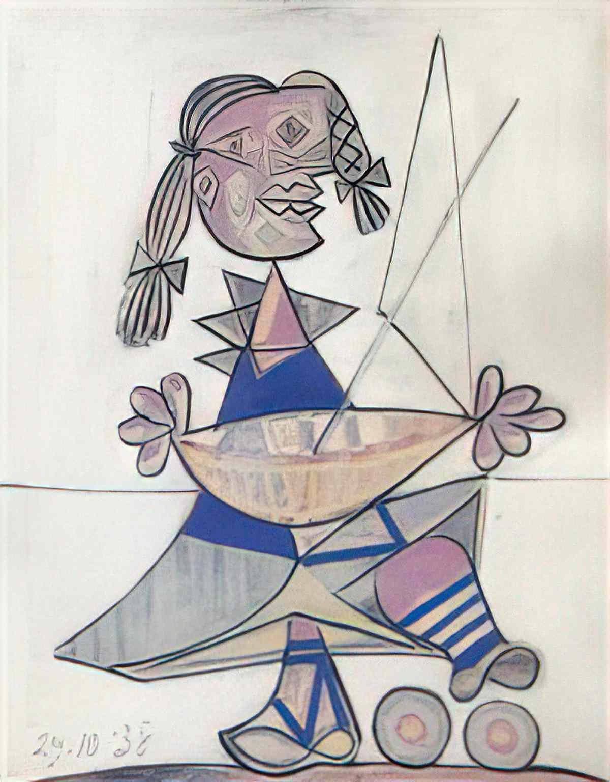 Pablo Picasso fillette au bateau (maya) (1) Art A4 Photo Print