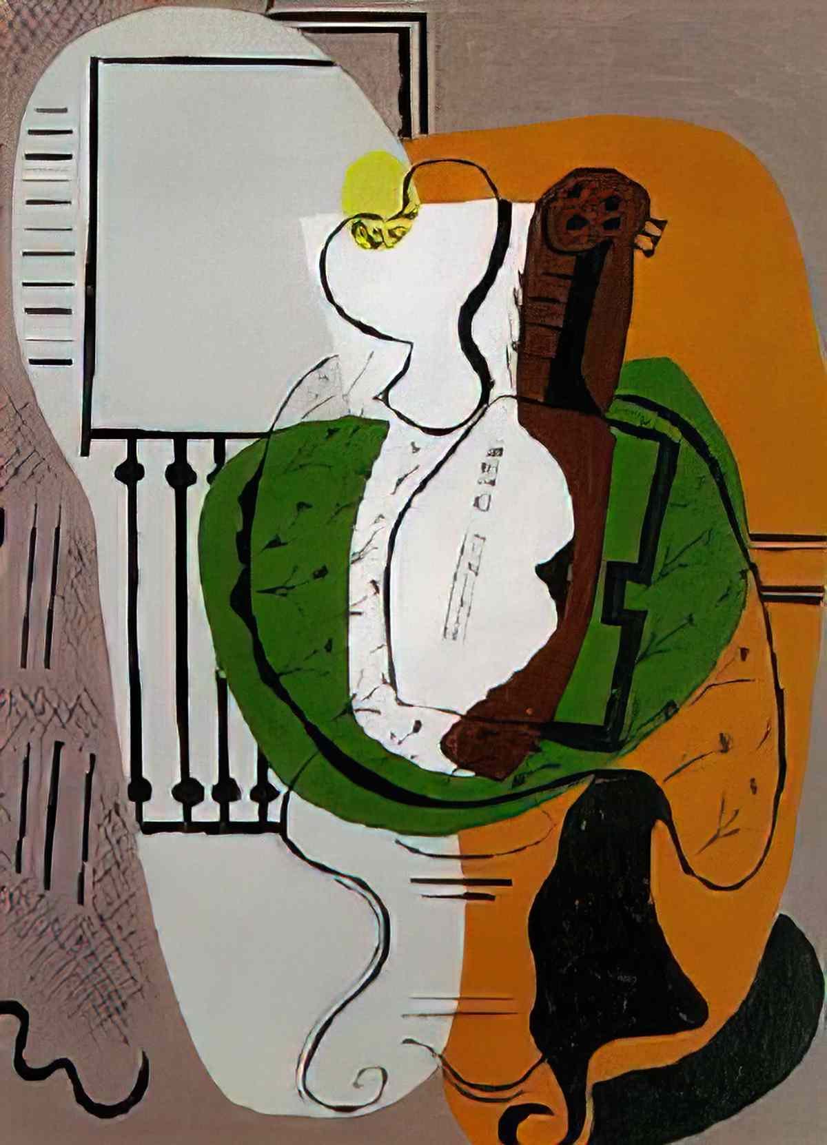 Pablo Picasso guitare et compotier sur un gueridon Art A4 Photo Print