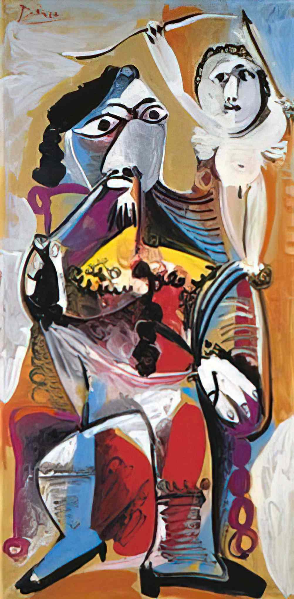 Pablo Picasso homme a la pipe assis et amour Art A4 Photo Print