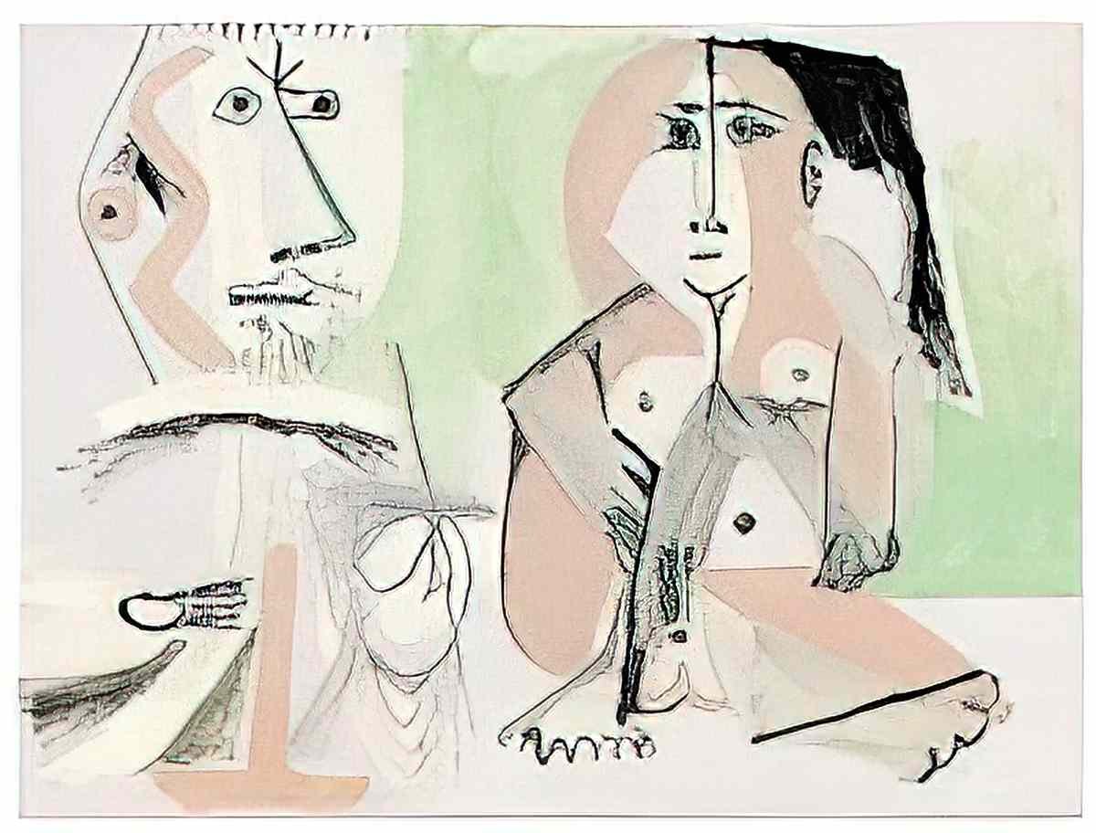 Pablo Picasso le peintre et son modele (14) Art A4 Photo Print