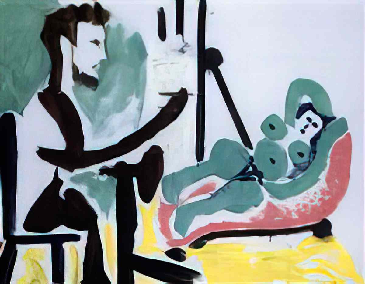 Pablo Picasso le peintre et son modele (15) Art A4 Photo Print