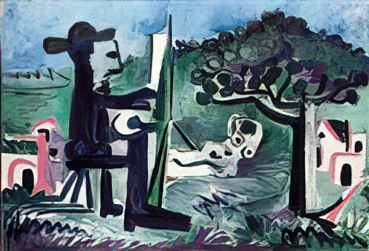 Pablo Picasso le peintre et son modele dans un paysage (2) Art A4 Photo Print