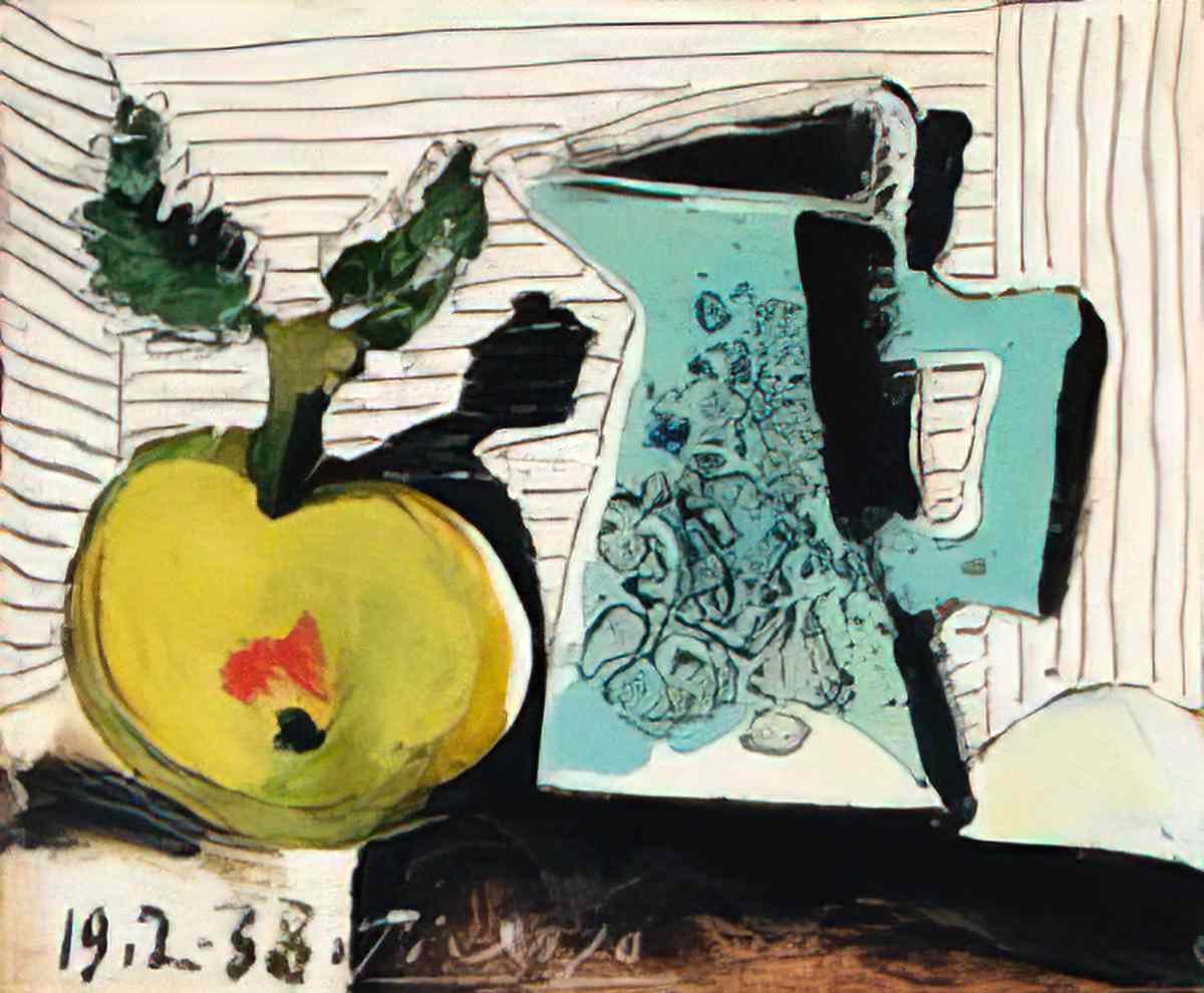 Pablo Picasso nature morte a la pomme et au pichet bleu Art A4 Photo Print