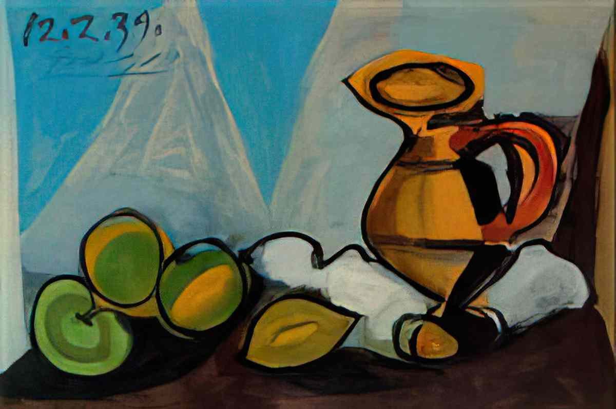 Pablo Picasso nature morte, pichet et fruits Art A4 Photo Print