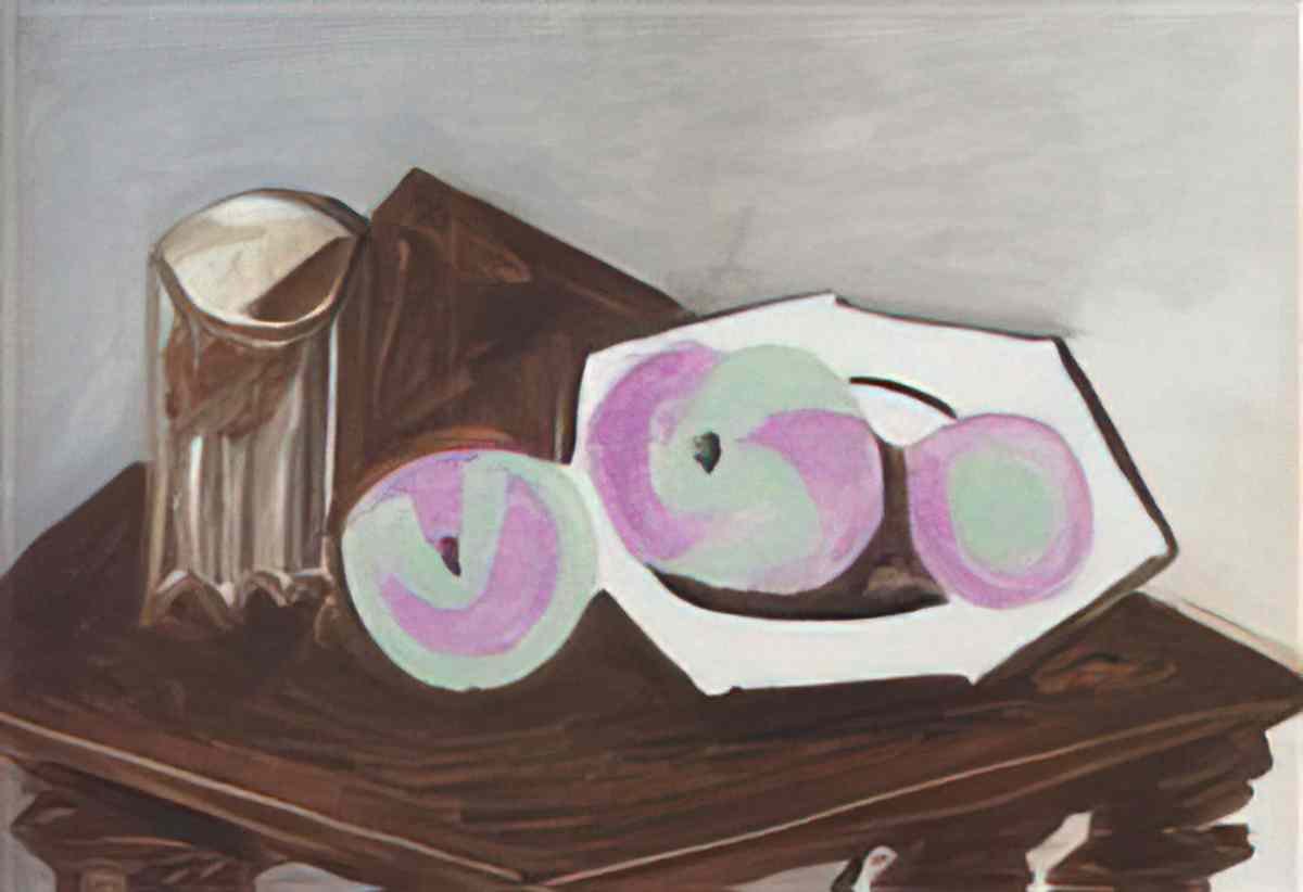Pablo Picasso nature morte, verre et compotier aux fruits Art A4 Photo Print