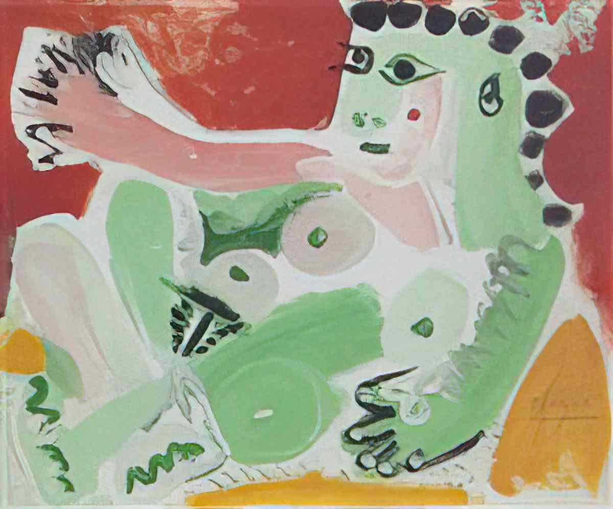 Pablo Picasso nu assis appuye sur des coussins (jacqueline) Art A4 Photo Print
