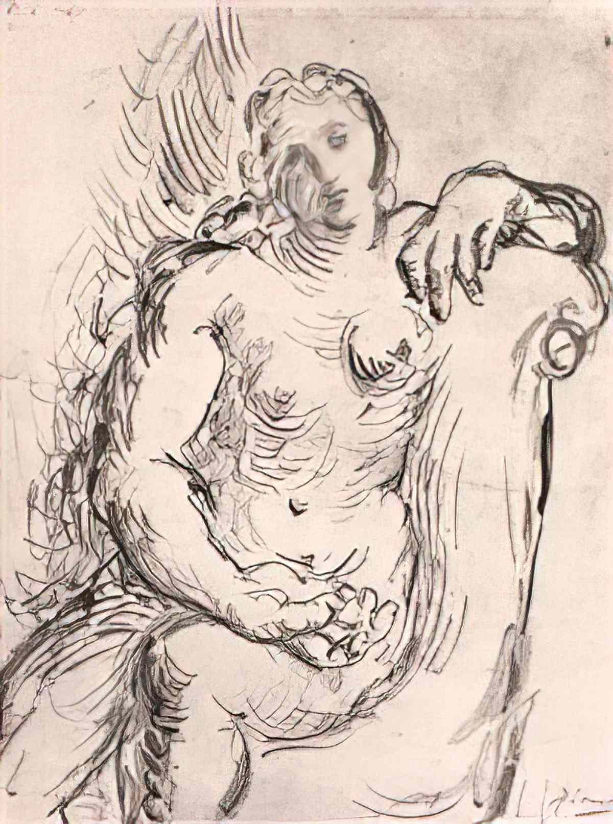 Pablo Picasso nu dans un fauteuil (1) Art A4 Photo Print