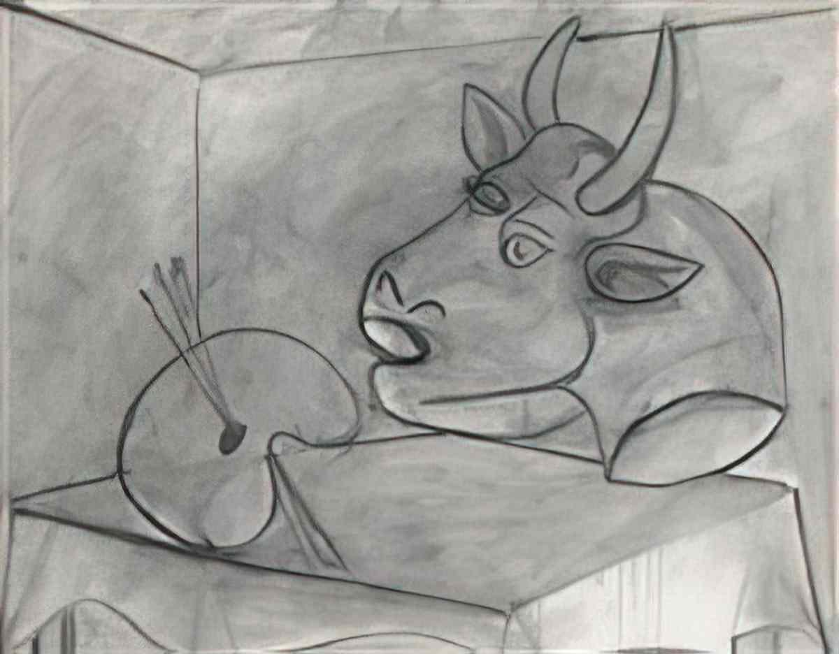 Pablo Picasso palette et tete de taureau Art A4 Photo Print
