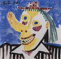 Pablo Picasso tete de clown, fond bleu Art A4 Photo Print