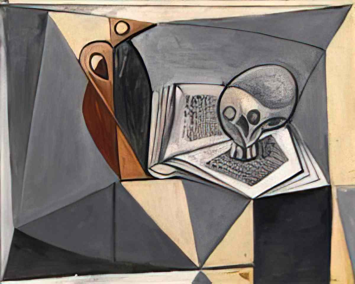 Pablo Picasso tete de mort et livre Art A4 Photo Print