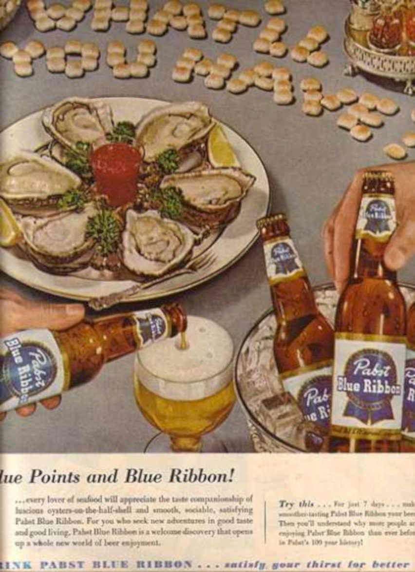 Pabst Oysters Beer Vintage Retro Advert Ads A4 Photo Print