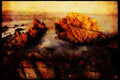 Pacific Coastlines 117006 Rocks & Waves, Evening, Pacific Grove, CA A4 Limited Edition Watercolour Print