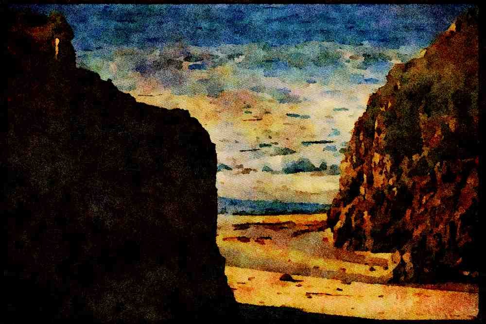 Pacific Coastlines 117018 Rocky Shore, Garapata State Park, CA A4 Limited Edition Watercolour Print