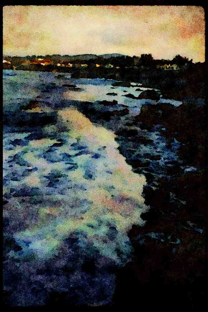 Pacific Coastlines 117024 Shoreline, Pacific Grove, CA A4 Limited Edition Watercolour Print