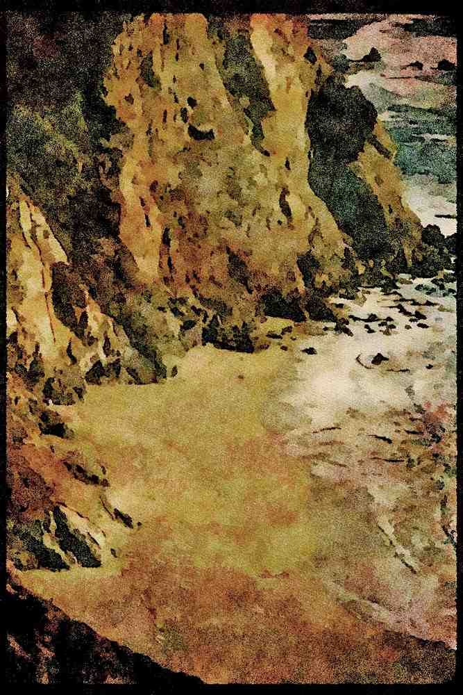 Pacific Coastlines 117031 Cliffs & Ocean, South Of Big Sur, CA A4 Limited Edition Watercolour Print