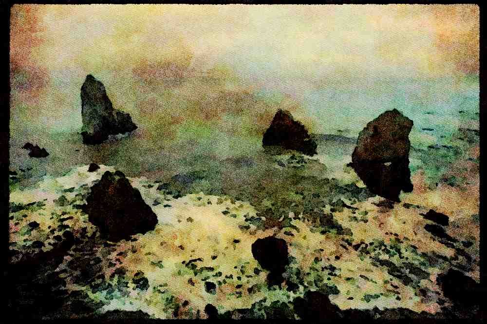 Pacific Coastlines 117054 Rocks Below Dark Gulch, Sinkyone Wilderness Park, CA A4 Limited Edition Watercolour Print