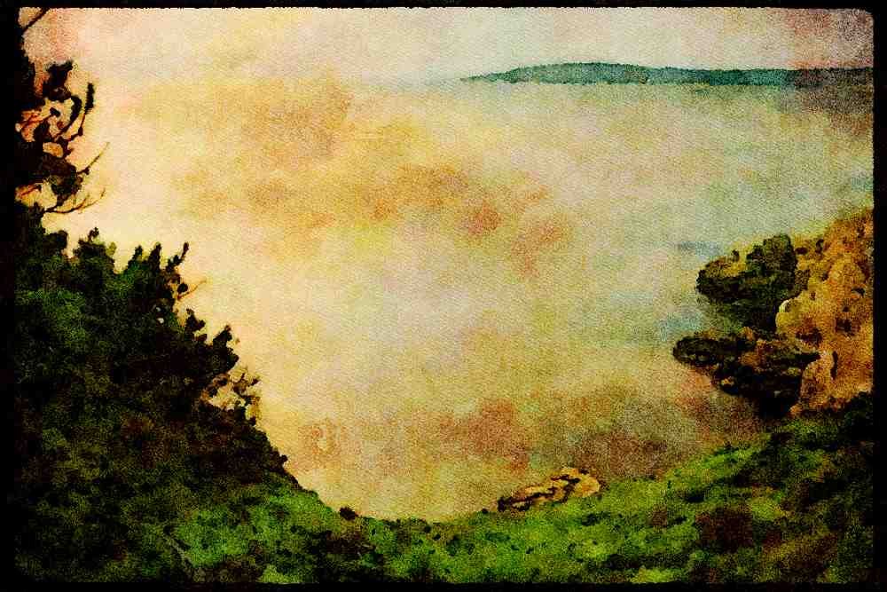 Pacific Coastlines 117074 Monterey Bay From Pt. Lobos, CA A4 Limited Edition Watercolour Print